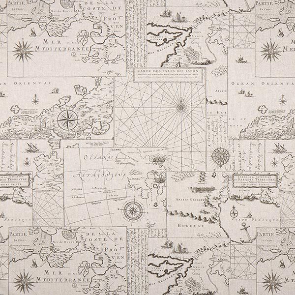 Tissu de décoration Semi-panama carte marine – nature,  image number 1