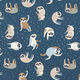 Jersey coton Les paresseux pratiquent le yoga – gris bleu – Échantillon,  thumbnail number 1
