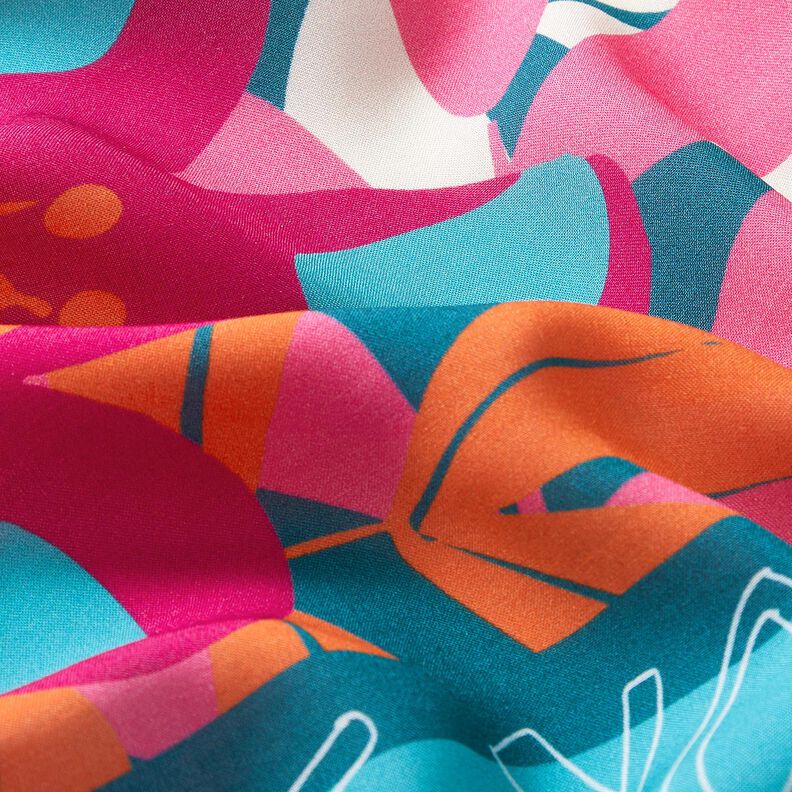 Viscose Voile grande bordure fleurie Panel – pétrole, image number 6