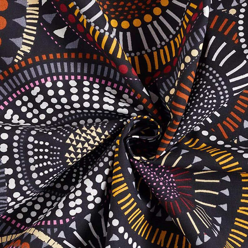 Tissu en coton Cretonne mandala – noir,  image number 3