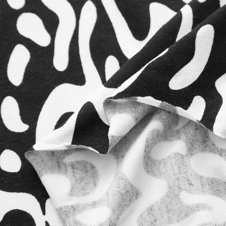Jersey viscose Motif léopard abstrait – noir/blanc, image number 3