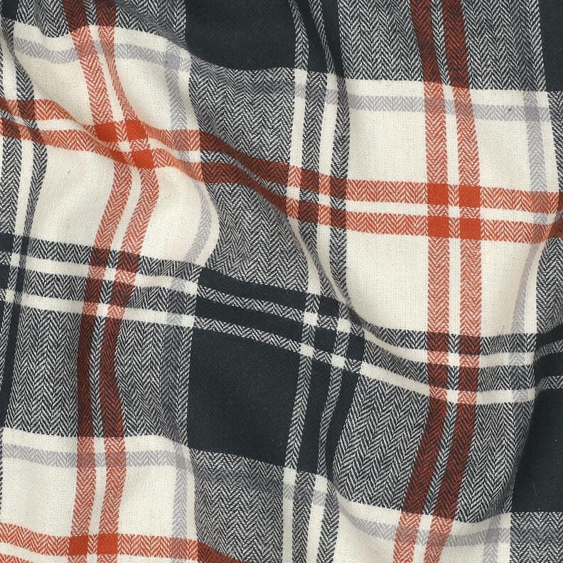Flanelle coton Carreaux avec motif à chevrons – bleu noir/crème, image number 2