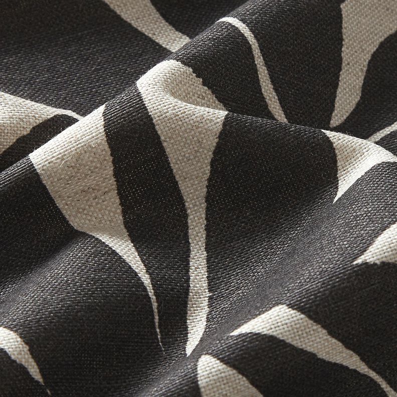 Tissu de décoration Semi-panama Feuilles sobres – noir/nature, image number 6