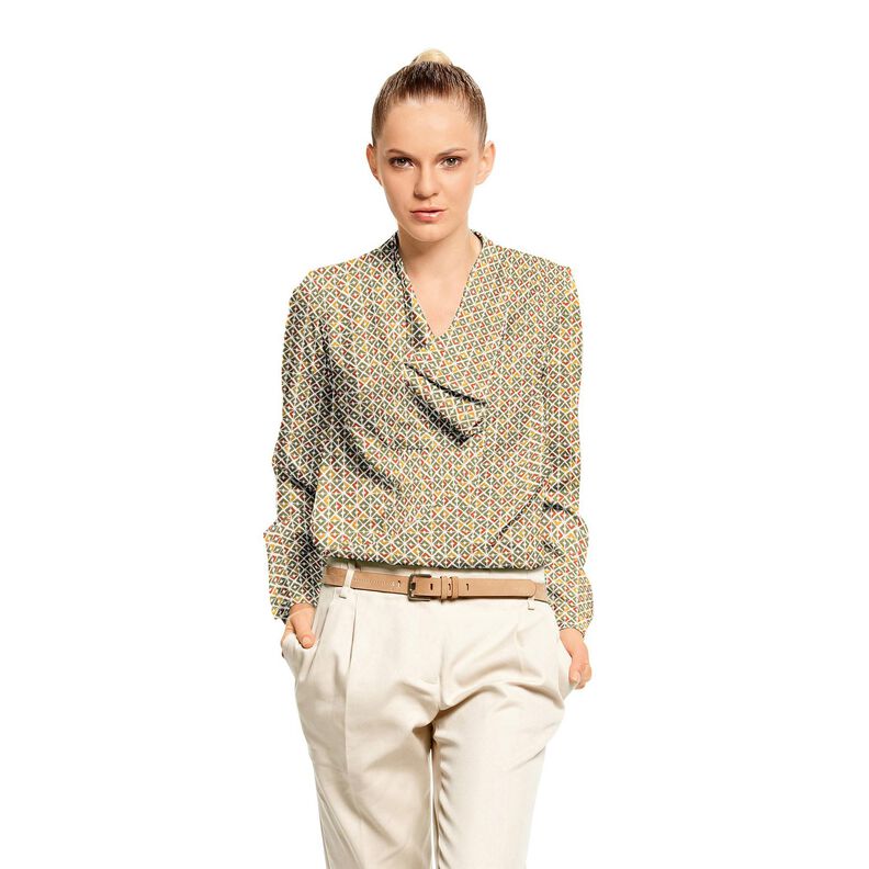Crêpe de viscose Losanges rétro – beige/kaki,  image number 5