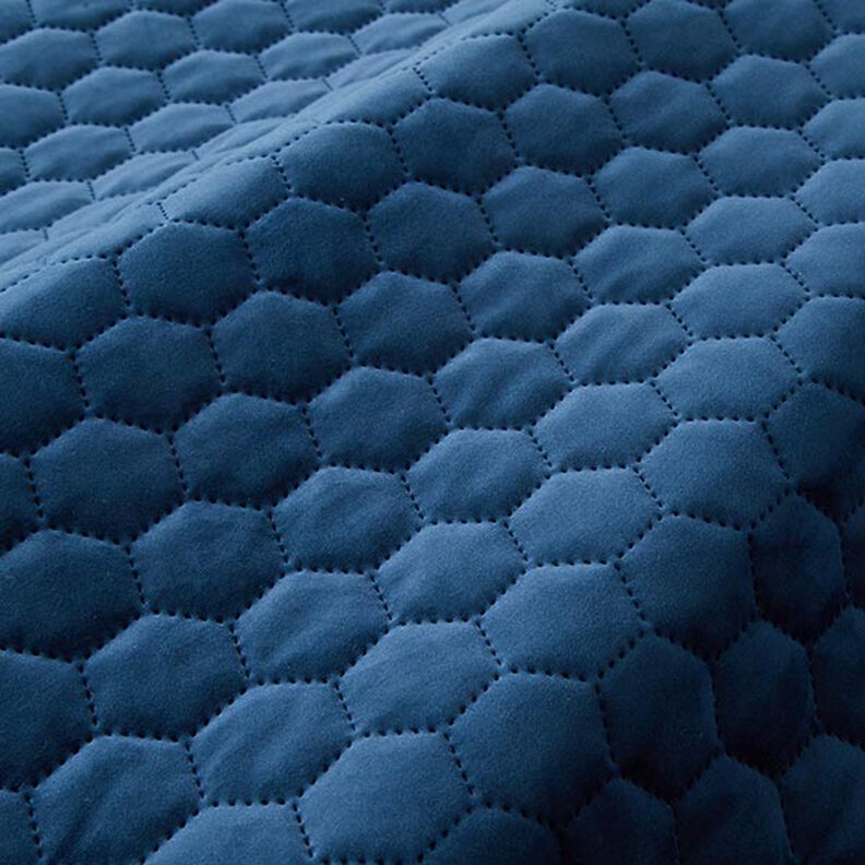 Tissu de revêtement velours matelassé nid d'abeille – bleu marine,  image number 2