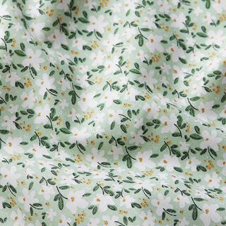 Popeline de coton bio Fleurs délicates – menthe clair, 