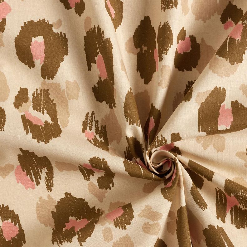 Popeline coton Motif léopard – amande/vieux rose,  image number 3