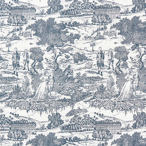 Tissu de décoration Semi-panama Toile de Jour – bleu marine/écru, 