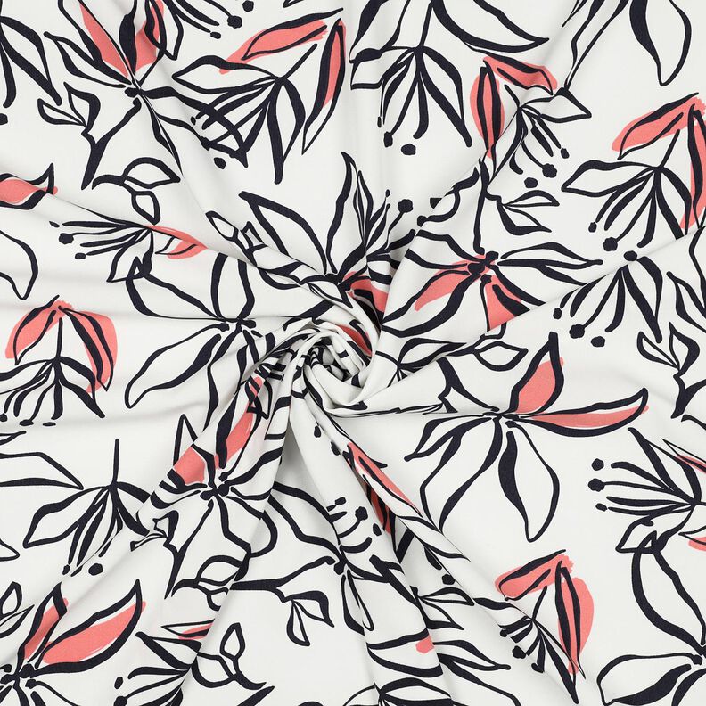 Tissu stretch léger lys abstraits – blanc/homard, image number 3