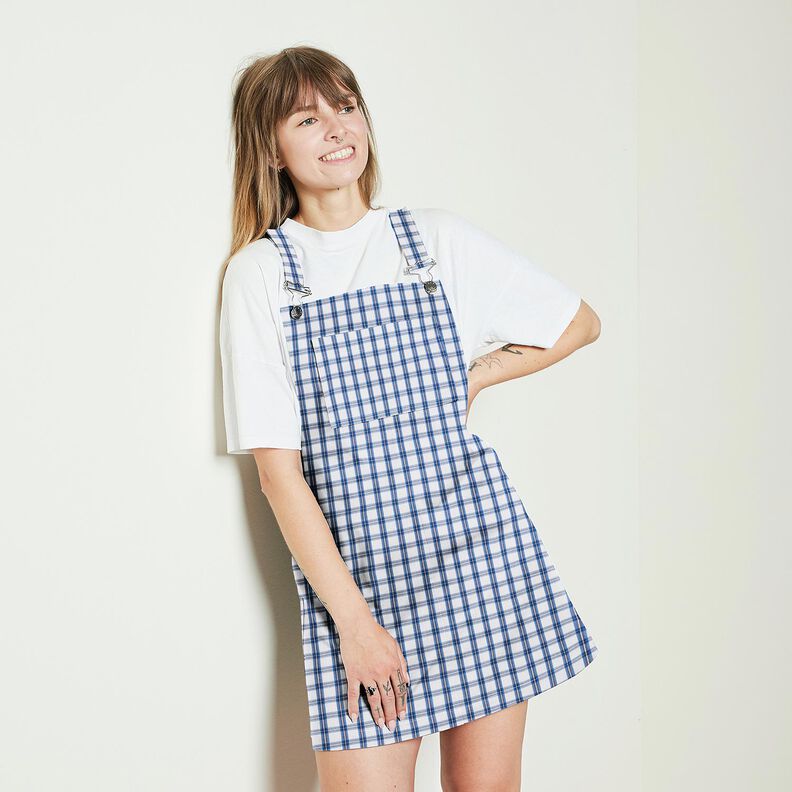 Tissu de coton pour chemise à carreaux – blanc/bleu,  image number 5
