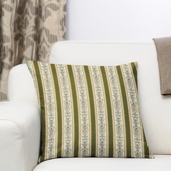 Tissu d’ameublement jacquard Rayures Biedermeier – crème/olive,  image number 7