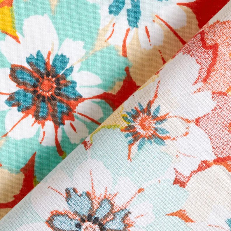 Coton enduit Fleurs de printemps – menthe/terre cuite,  image number 5