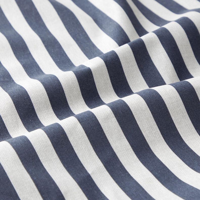 Tissu en coton Cretonne rayures marines – bleu noir/taupe clair, image number 2
