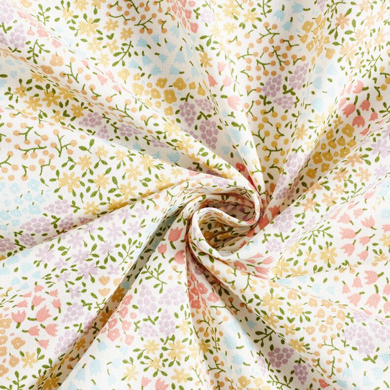 Tissu de décoration Semi-panama Fleurettes colorées – ivoire/rose, image number 3