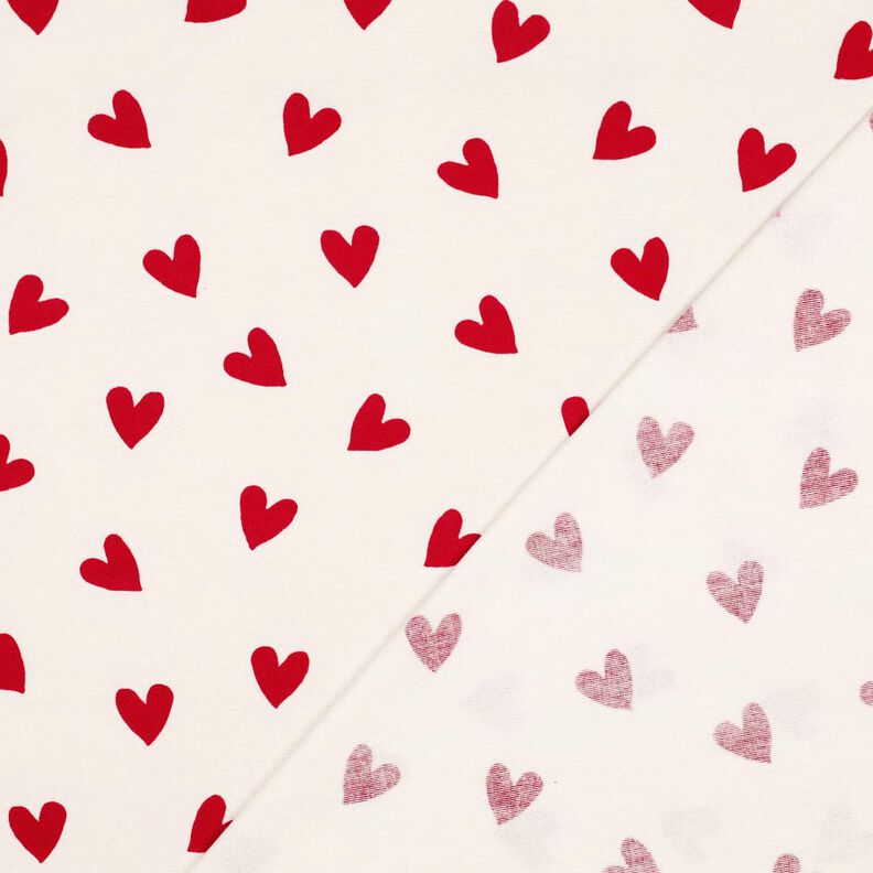 Flanelle coton Cœurs | Poppy Fabrics – ivoire/carmin, image number 4