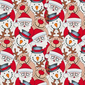 French Terry Sweat d’été Renne, Père Noël et bonhomme de neige – écru, 