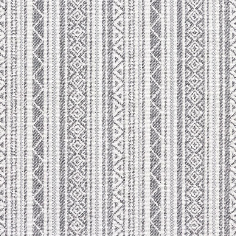 Tissu de d&eacute;coration Jacquard rayures ethniques &ndash; gris/&eacute;cru,  image number 1