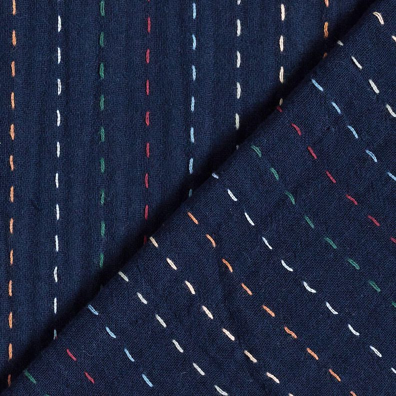 Tissu double gaze de coton Rayures colorées – bleu marine, image number 4