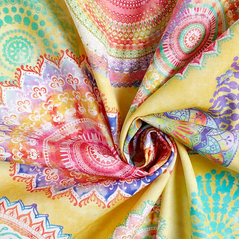 Tissu d’extérieur Canvas Mandala – jaune clair,  image number 3