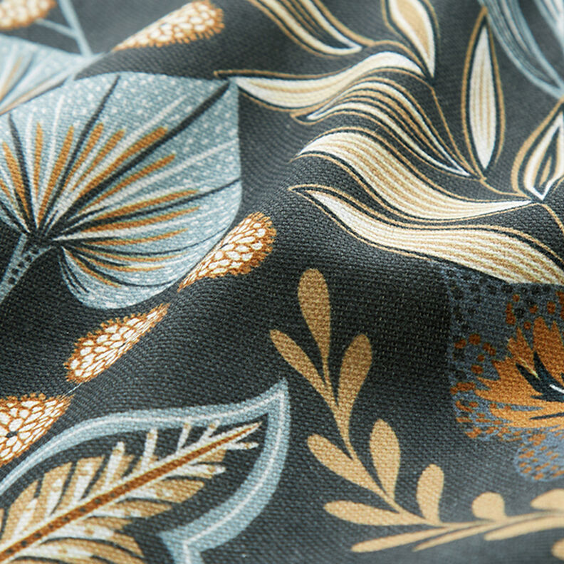Tissu de décoration Semi-panama Feuilles paisley – gris bleu,  image number 2