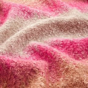 Tissu pour manteau Tricot Bouclé dégradé de couleur – noix de cajou/rose vif, 