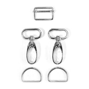 Accessoires pour sacs Set [ 5-pièces | 25 mm] – argent métallique, 
