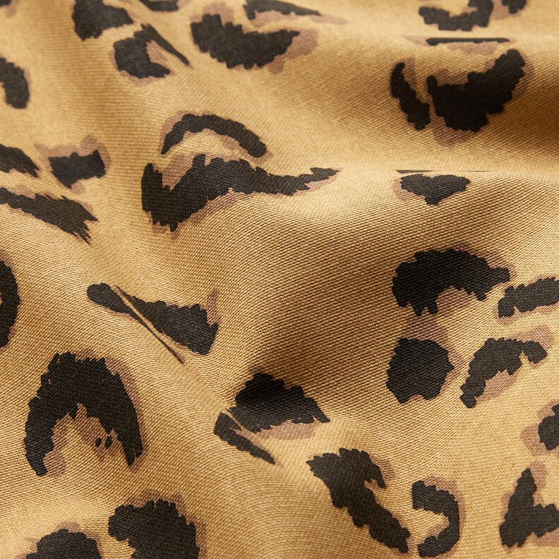 Tissu de décoration Semi-panama Motif léopard – mocca/noir,  image number 2