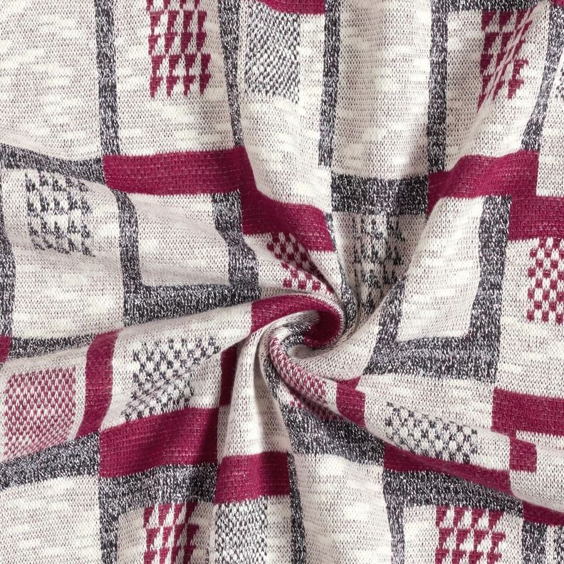 Tissu tricoté à motif pailleté graphique – baies/blanc,  image number 4