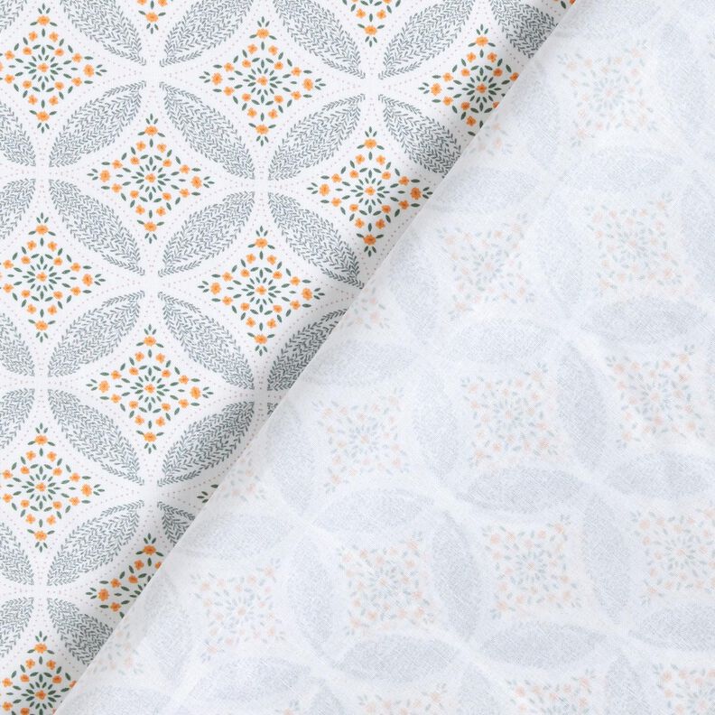 Tissu en coton Popeline Cercles de leurs – blanc/vert,  image number 4