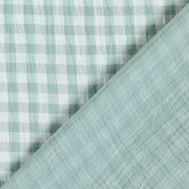 Tissu double gaze de coton Carreaux vichy à fil teinté – roseau/blanc,  image number 1