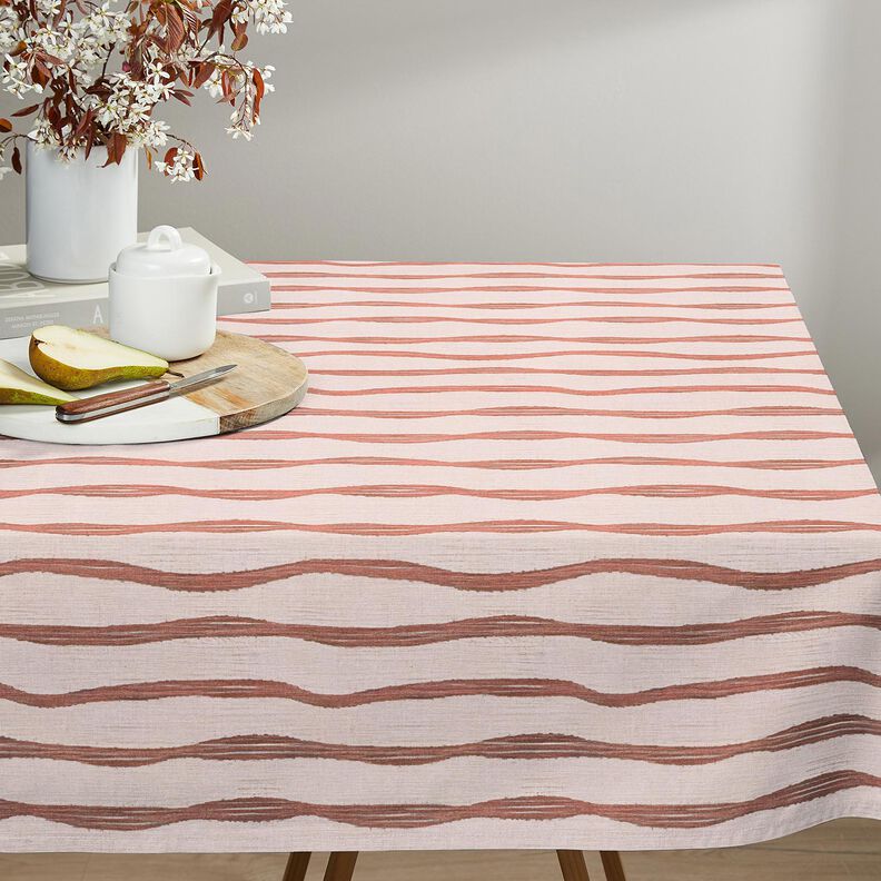 Tissu de décoration Semi-panama Rayures ondulées – rouge/rosé, image number 7