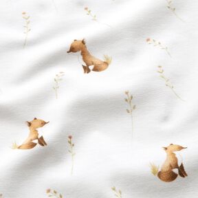 GOTS Jersey coton Renard dans la prairie Impression numérique – ivoire, 