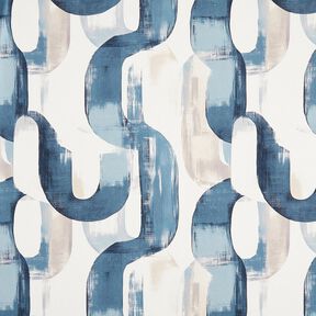 Tissu de décoration Semi-panama chaîne abstraite – ivoire/bleu, 