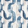 Tissu de décoration Semi-panama chaîne abstraite – ivoire/bleu,  thumbnail number 1