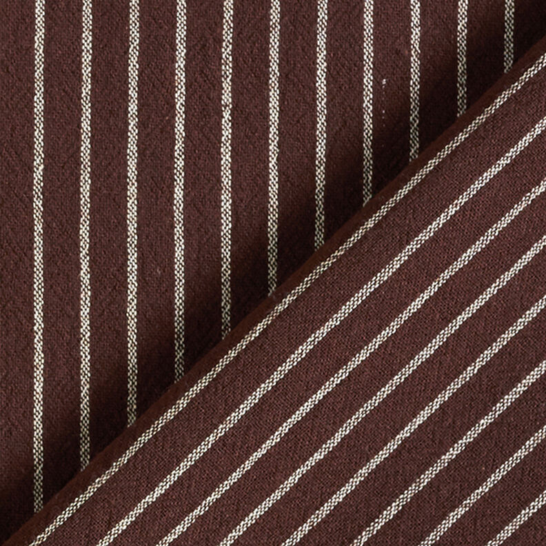 Tissu pour chemisier Coton mélangé larges rayures – marron foncé/écru, image number 4