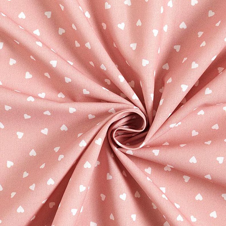 Popeline de coton bio Cœurs éparpillés – vieux rose,  image number 3