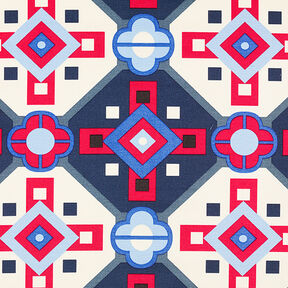 Coton et viscose mélangés Motif rétro – bleu/rouge, 