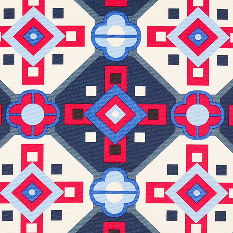 Coton et viscose mélangés Motif rétro – bleu/rouge,  image number 1