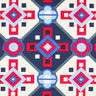 Coton et viscose mélangés Motif rétro – bleu/rouge,  thumbnail number 1