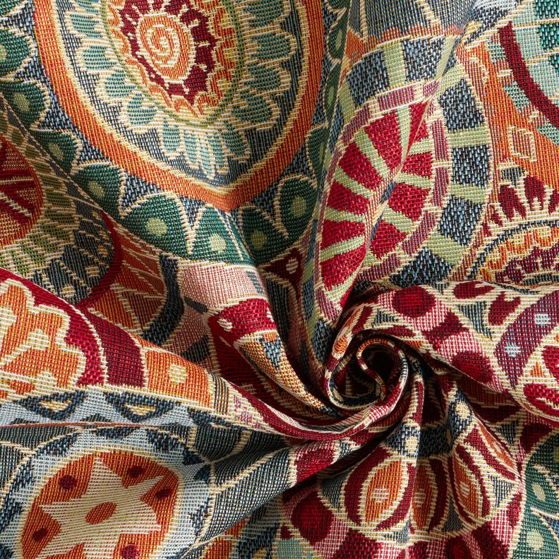 Tissu de décoration Gobelin Cercles colorés – carmin/beige clair,  image number 3