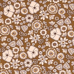 Tissu en coton Cretonne Fleurs rétro – olive/rosé, 