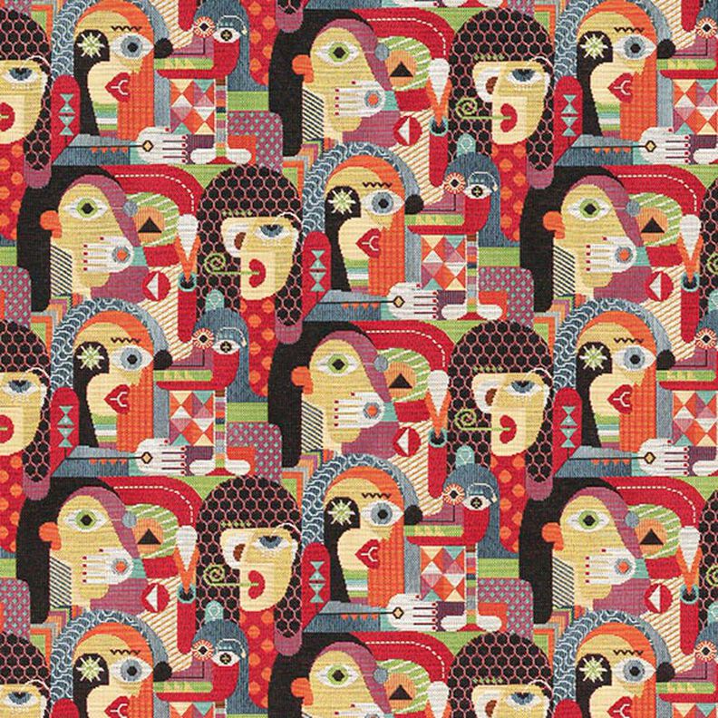 Tissu déco Gobelin Visages abstraits – noir,  image number 1