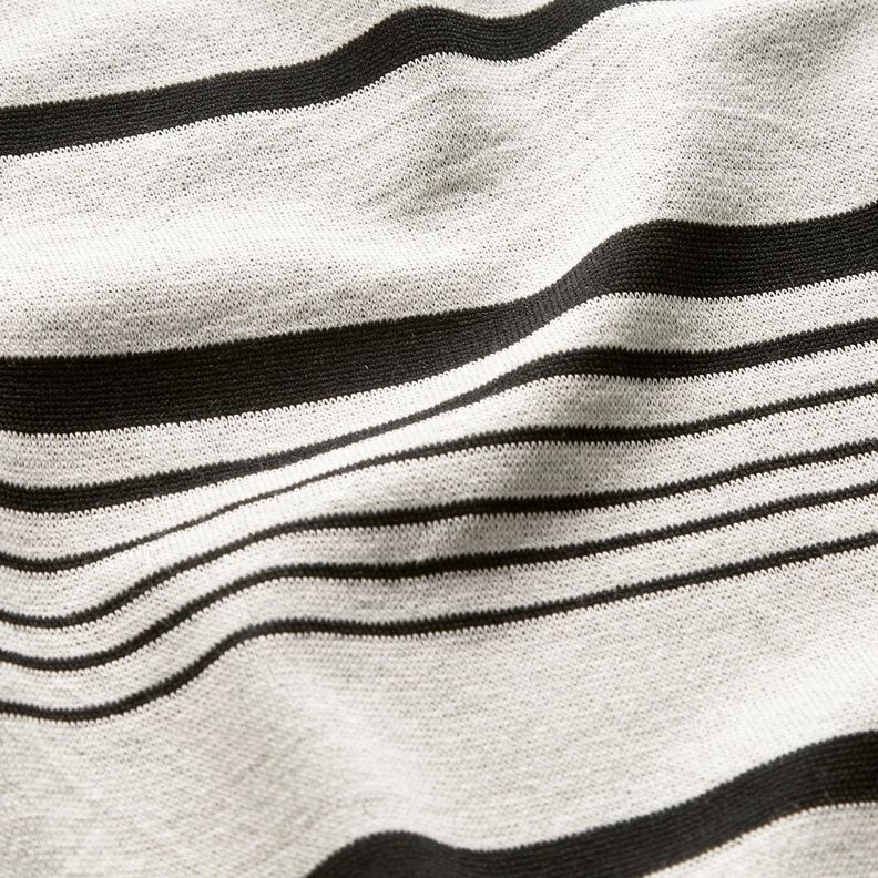 Maille jacquard à rayures irrégulières – écru/noir,  image number 2