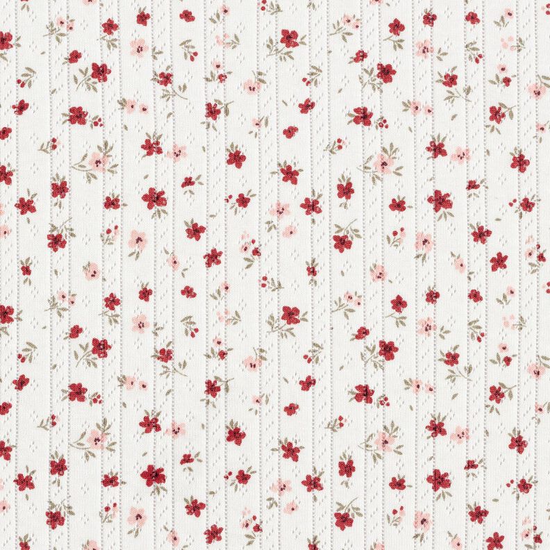 Ajour Jersey coton Petites fleurs – ivoire, image number 1