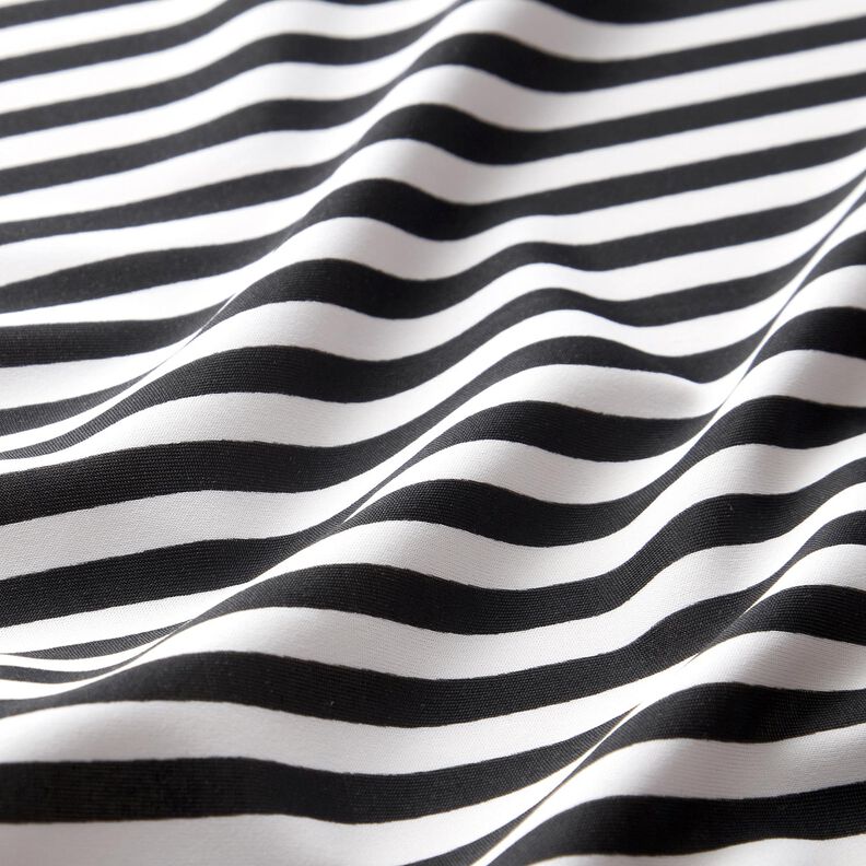 Tissu pour maillot de bain à fines rayures – noir/blanc,  image number 2