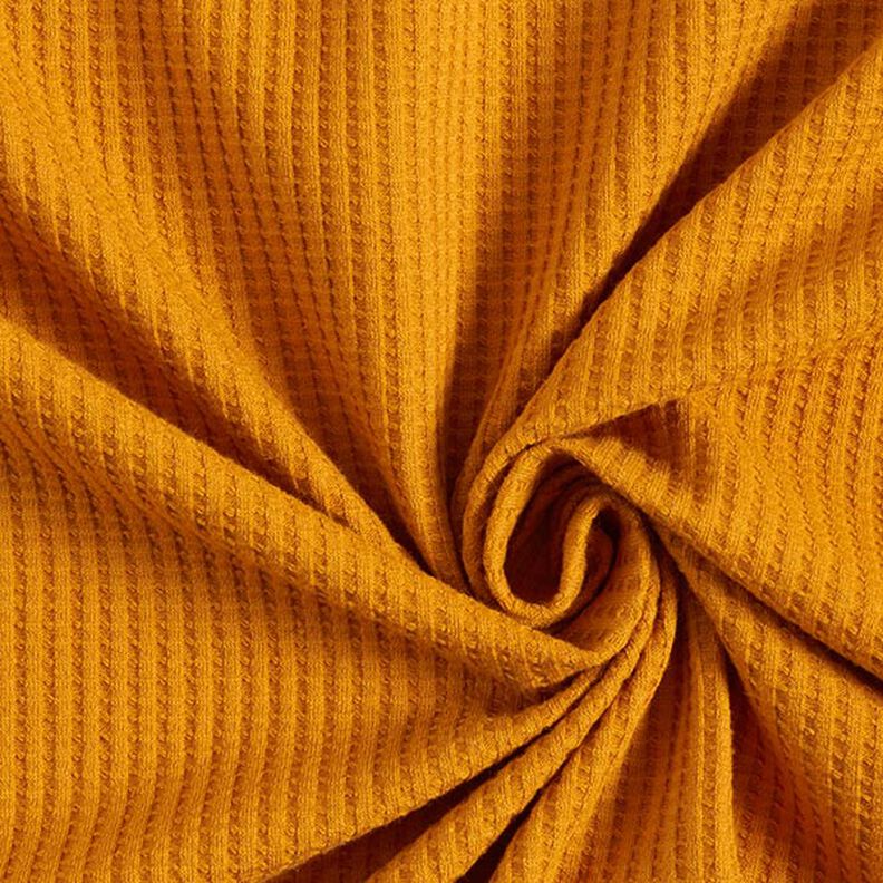 Jersey de coton gaufré uni – jaune curry,  image number 1