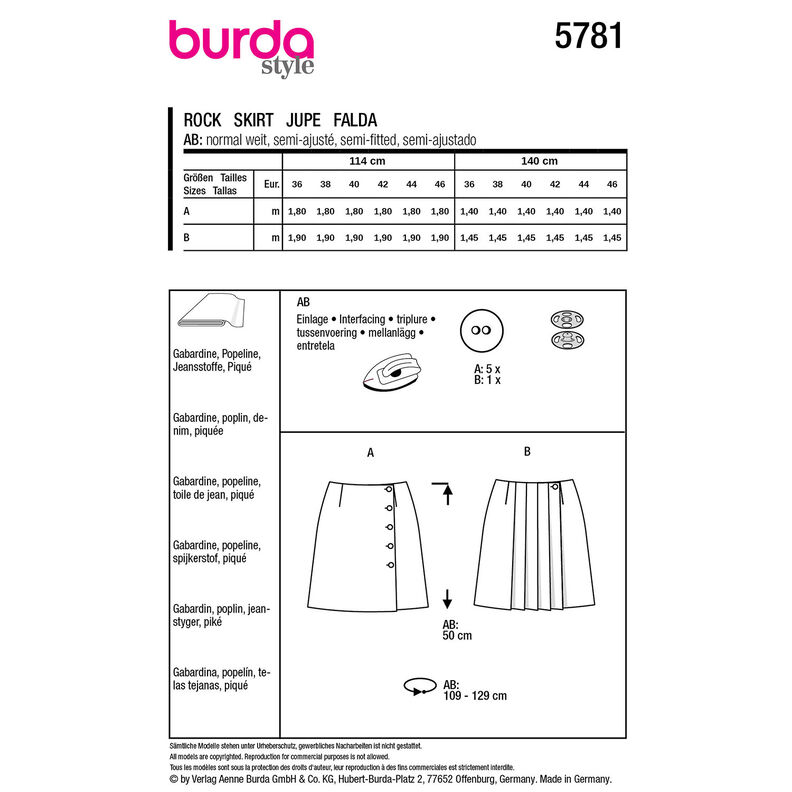 Jupe | Burda 5781 | 36-46,  image number 9