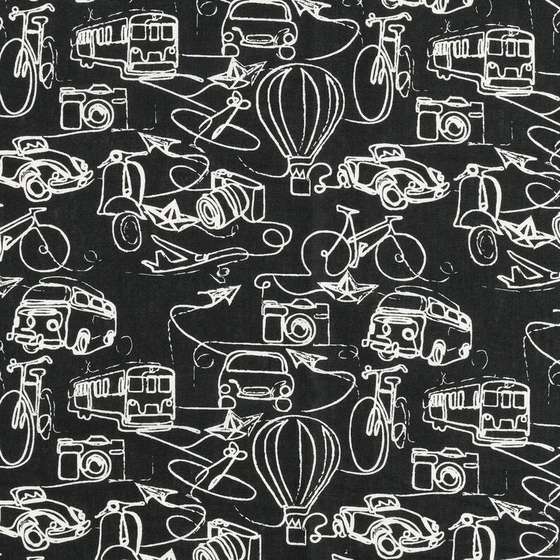 Tissu en coton En balade – noir/blanc,  image number 1
