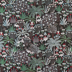Tissu de décoration Gobelin Botanique paradisiaque – noir/vert, 