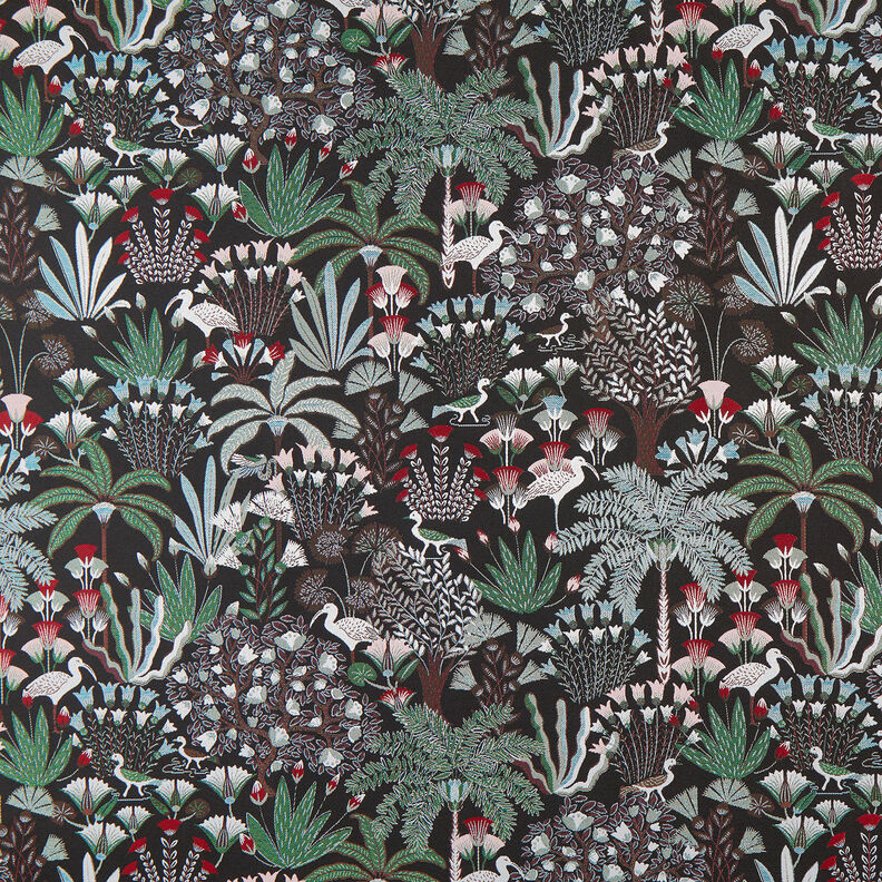 Tissu de décoration Gobelin Botanique paradisiaque – noir/vert,  image number 1